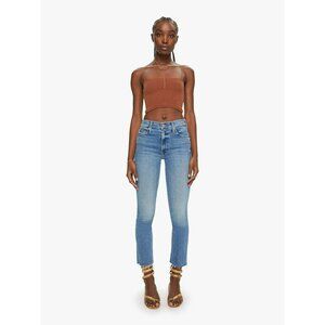 MOTHER The Mid Rise Dazzler Ankle Fray Hem Jeans Riding the Cliffside Light Wash
